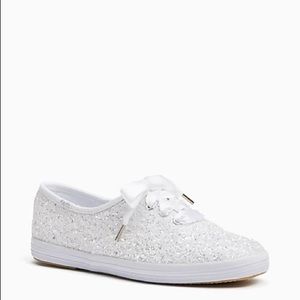 Kate Spade white glitter Keds